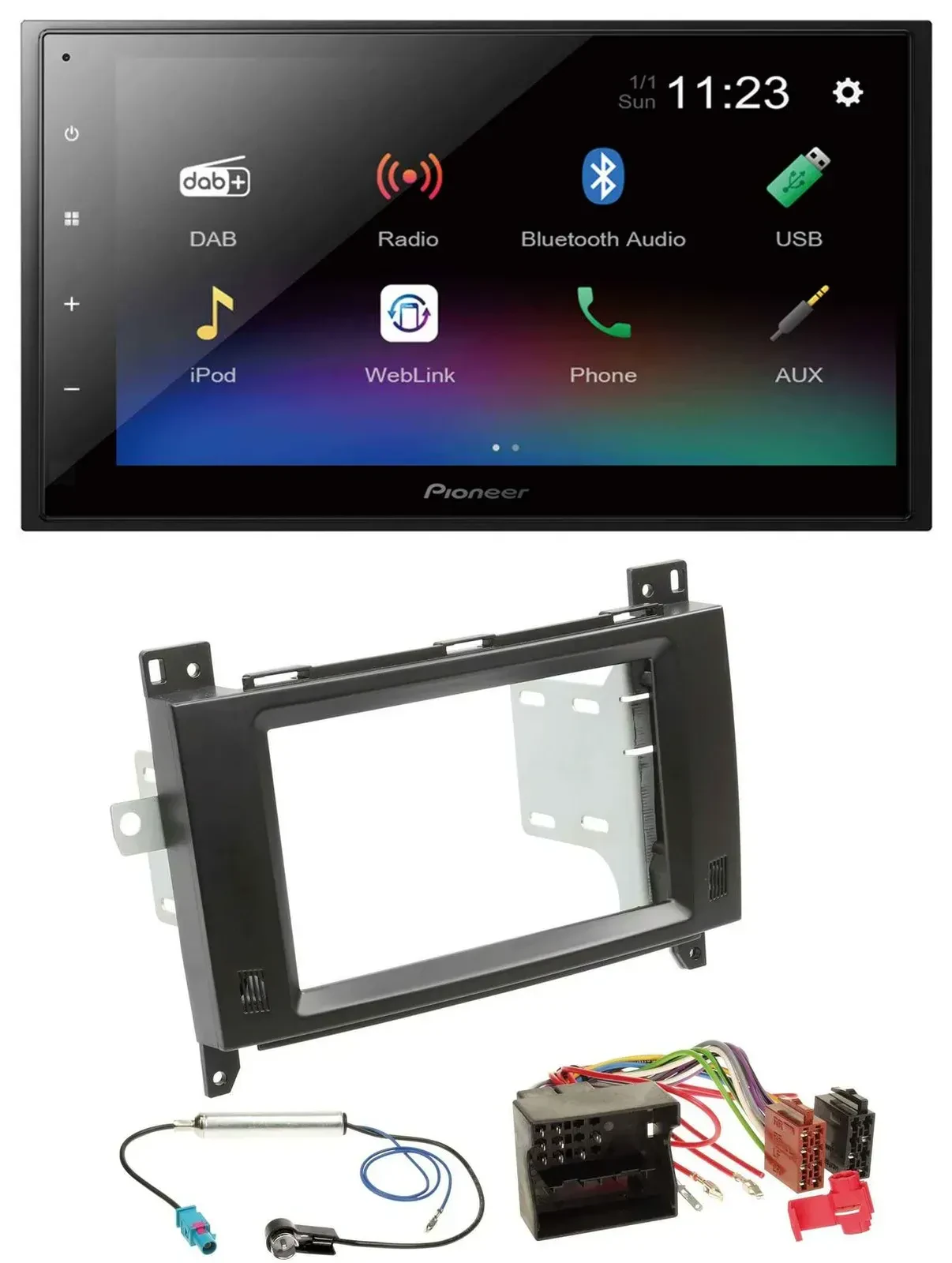 Pioneer USB Bluetooth DAB 2DIN MP3 Autoradio für Mercedes Viano Vito 06-14 schwa