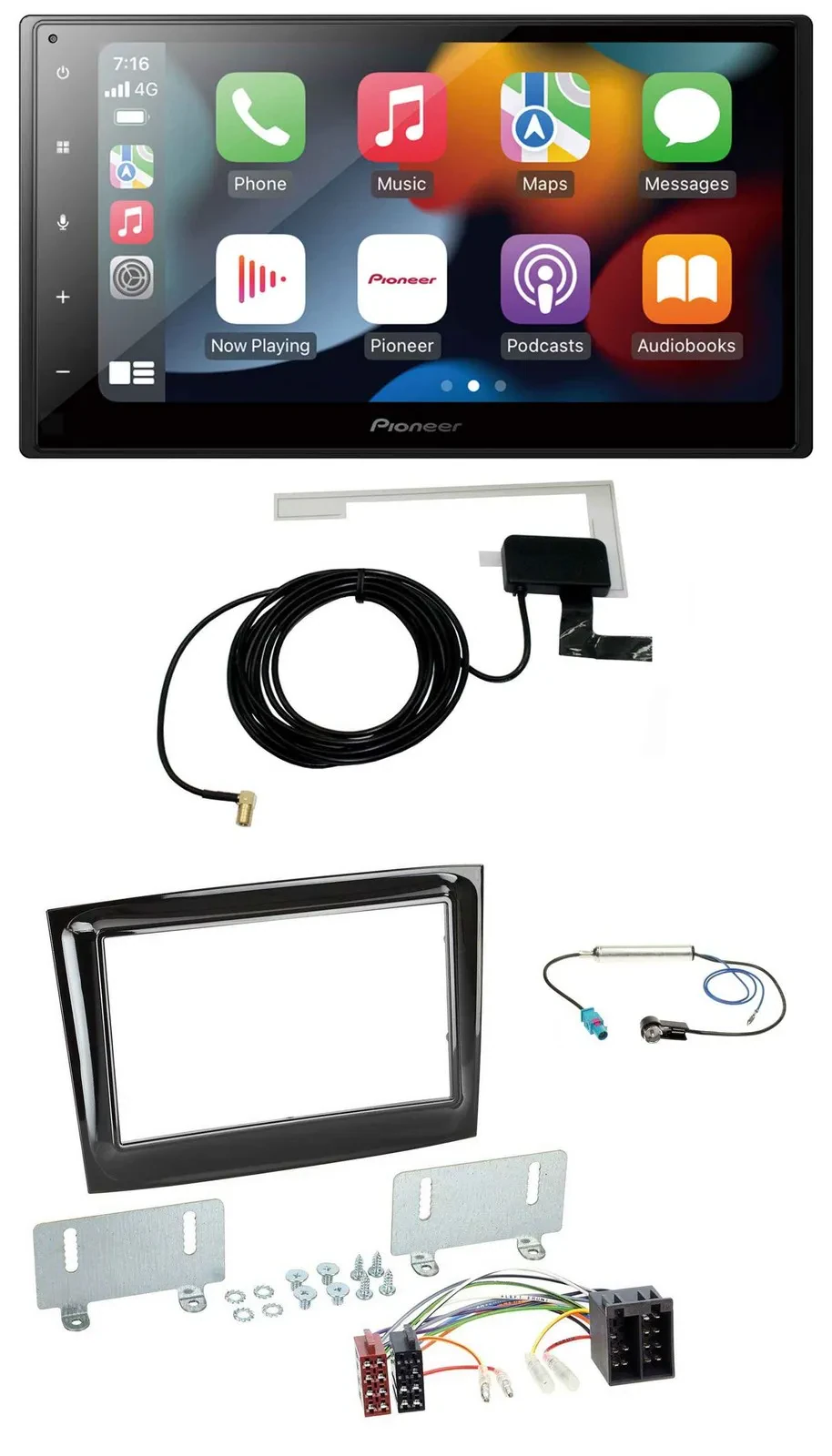 Автомагнитола Pioneer 2-DIN, MP3, USB, Bluetooth, DAB, черный глянец, для Fiat Doblo (с 2015)