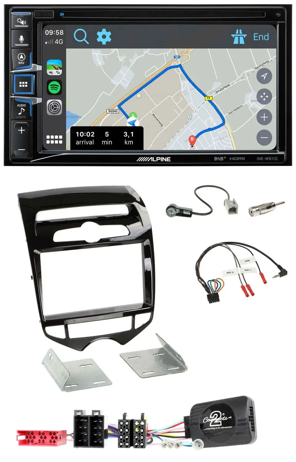 Alpine DAB TMC Bluetooth 2DIN USB Lenkrad Navigation für Hyundai ix20 ab 10 auto
