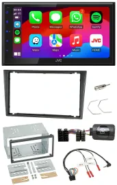 JVC Bluetooth 2DIN Lenkrad DAB USB Autoradio für Opel Corsa C 200-2004 charcoal