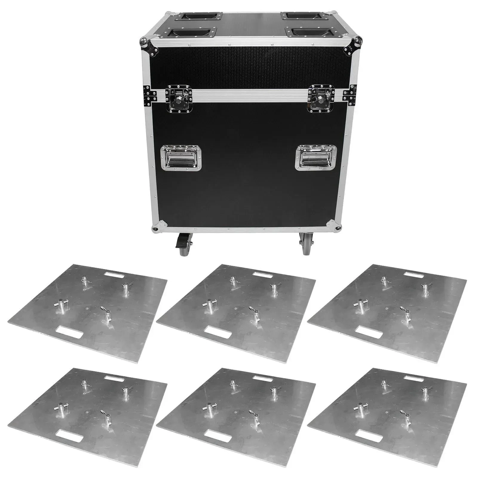 ProX Aluminum 30" x 30" Trussing Base Plates 6 Pack + Base Plate Flight Case
