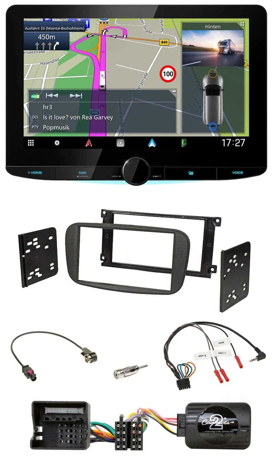 Kenwood Bluetooth DAB TMC 2DIN Lenkrad USB Navigation für Ford Galaxy Focus C-Ma