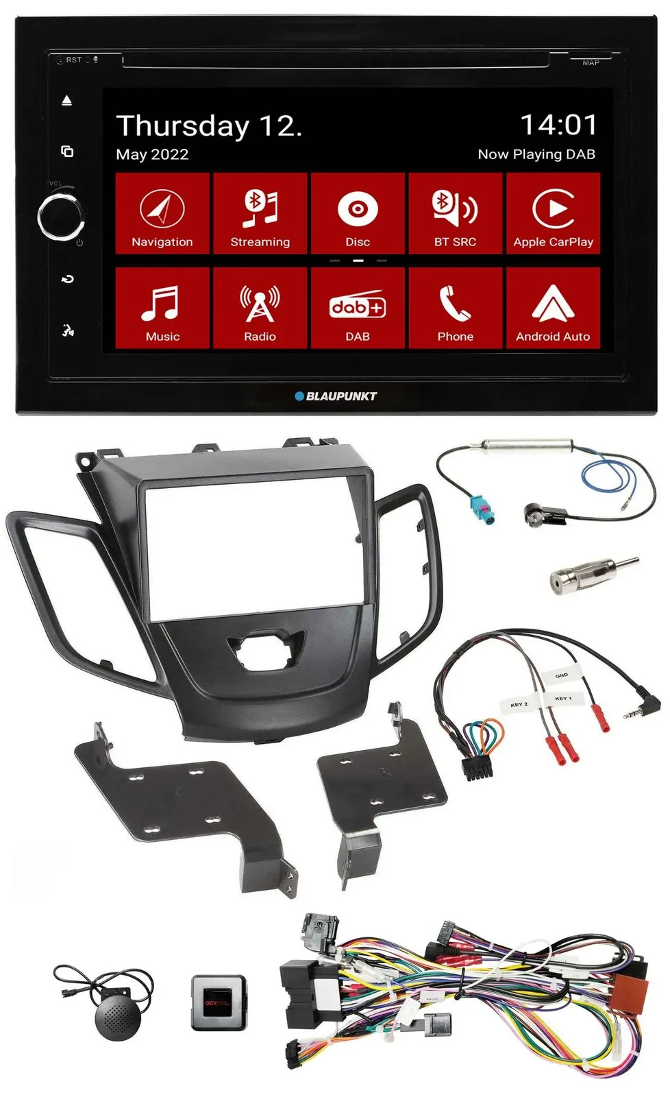 Автомагнитола Blaupunkt для Ford Fiesta (2008–2010) 2DIN, Bluetooth, USB, DAB, навигация, TMC, поддержка управления на руле