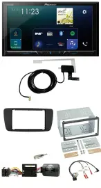 Автомагнитола Pioneer 2DIN DAB USB Bluetooth для Seat Ibiza (с 2008), черный, с поддержкой управления с руля