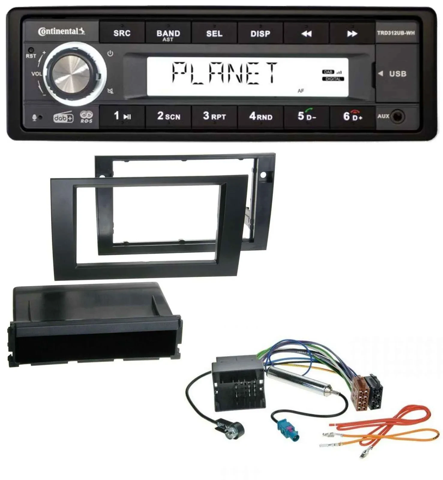 Автомагнитола Continental 1 DIN, USB, AUX, DAB, MP3 для Audi A4 (B6/B7, 2001–2008)