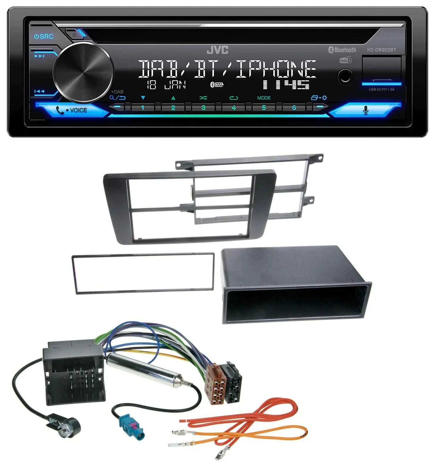 JVC Bluetooth MP3 USB DAB CD Autoradio für Skoda Octavia II 2004-2013 Yeti ab 20