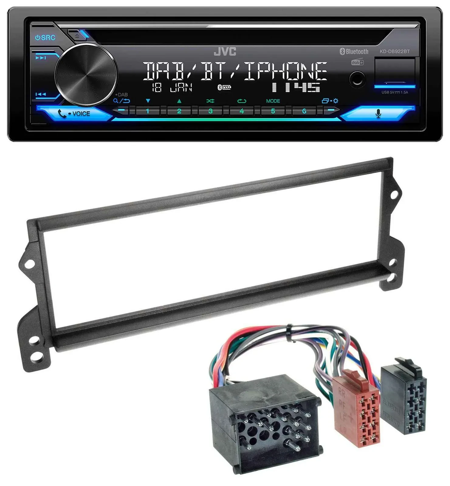 Автомагнитола JVC Bluetooth, USB, DAB, CD для Mini (до 2002, Rundpin)