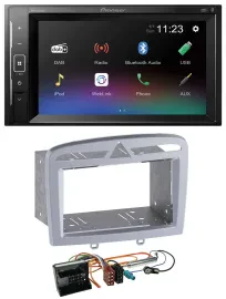Автомагнитола для Peugeot 308 (2009–2013) Pioneer 2DIN, DAB, MP3, Bluetooth, USB, тёплое серебро