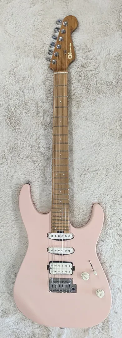 Charvel Pro-Mod DK24 HSS Electric Guitar, Caramelized Neck, Shell Pink - Demo