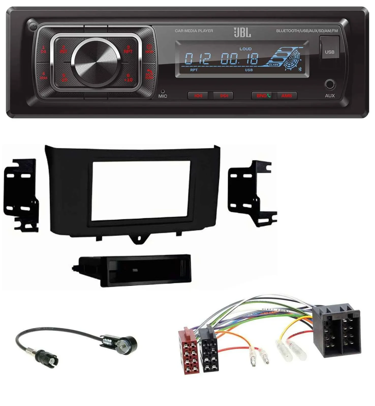 Автомагнитола для Smart ForTwo JBL Bluetooth USB SD AUX MP3 (2010–2015)