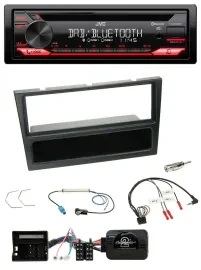 Автомагнитола JVC CD/DAB/USB/Bluetooth для Opel Corsa C (2004–2006), черная, поддержка кнопок на руле