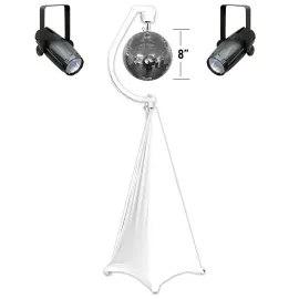 Eliminator Lighting EM8 8" Mirror Ball Package w Stand, Motor, Scrim & Pinspots