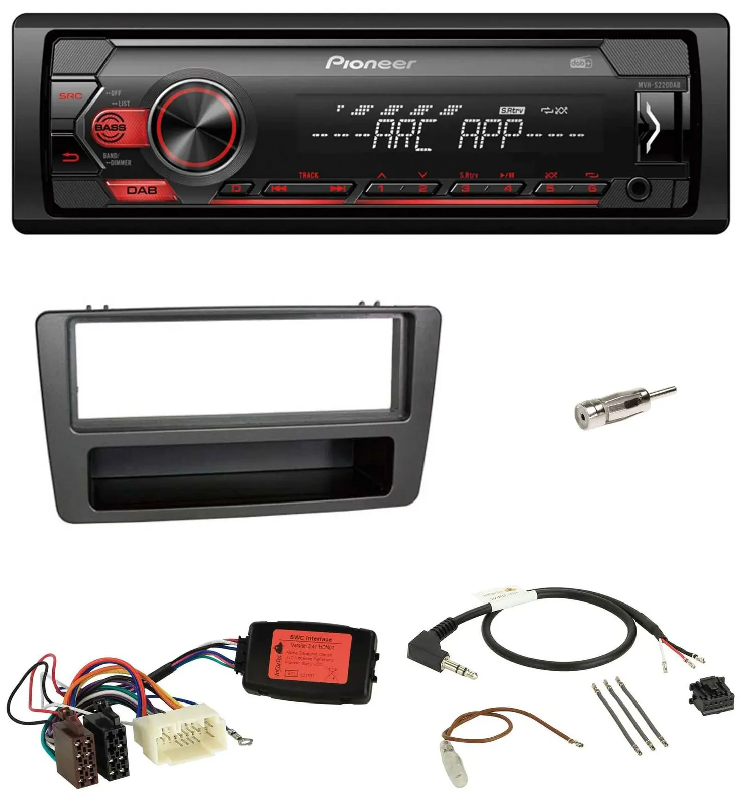 Автомагнитола Pioneer 1 DIN DAB, MP3, USB, для Honda Civic 2001–2003, чёрная