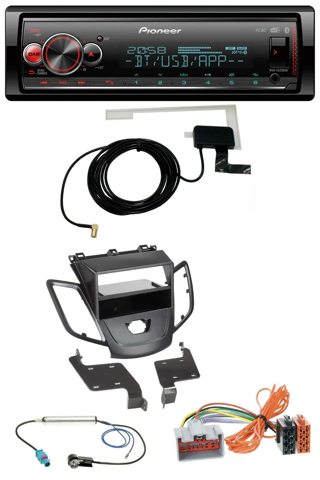 Автомагнитола Pioneer Bluetooth, DAB, USB, MP3 для Ford Fiesta JA8 (2008–2010)