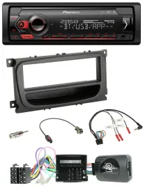 Автомагнитола для Ford Mondeo/S-Max (2007–2014) Pioneer USB DAB Bluetooth черная, поддержка кнопок на руле (CAN)