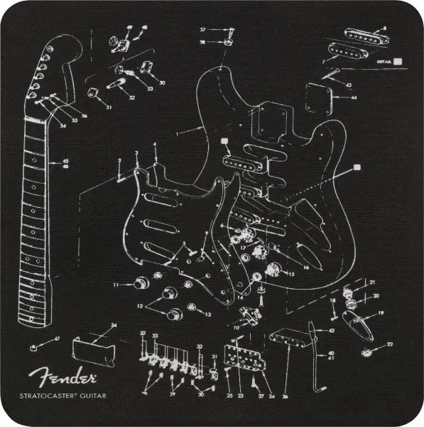 Genuine Fender Guitars Mousepad Gift, Exploded Stratocaster Blueprint