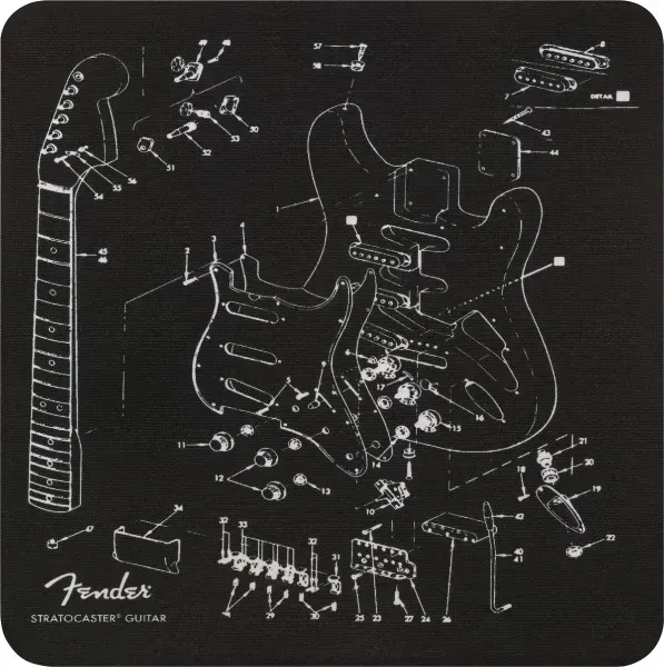 Genuine Fender Guitars Mousepad Gift, Exploded Stratocaster Blueprint