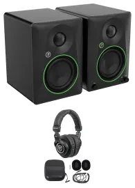 Pair Mackie CR4.5BT 4.5" Powered Studio Monitors w/ Tone Control+Headphones