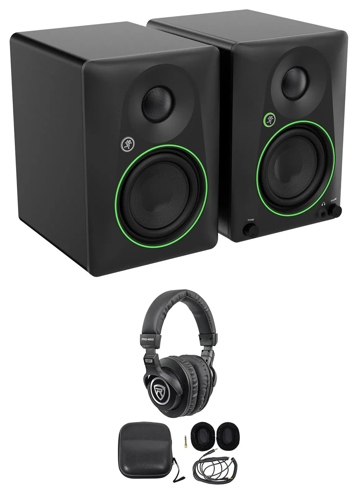 Pair Mackie CR4.5BT 4.5" Powered Studio Monitors w/ Tone Control+Headphones