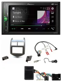 Pioneer 2DIN Lenkrad DAB USB Bluetooth Autoradio für Chevrolet Aveo ab 11 dunkel