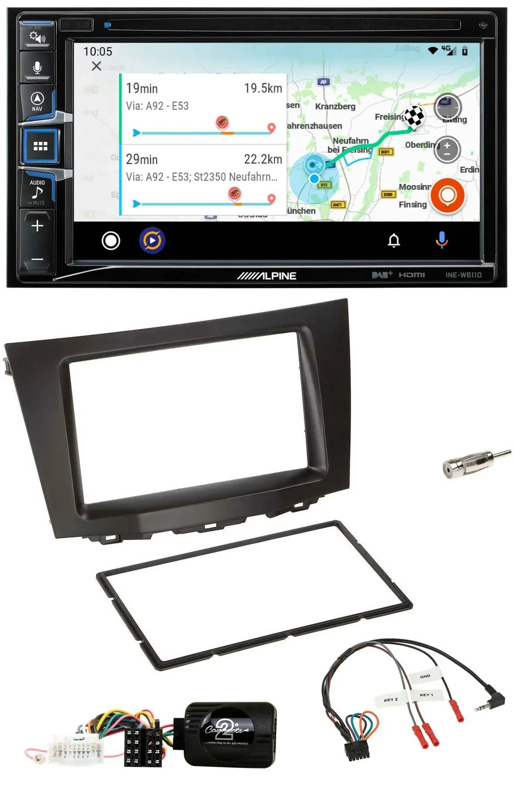 Alpine Bluetooth TMC USB DAB 2DIN Lenkrad Navigation für Suzuki Kizashi ab 2010