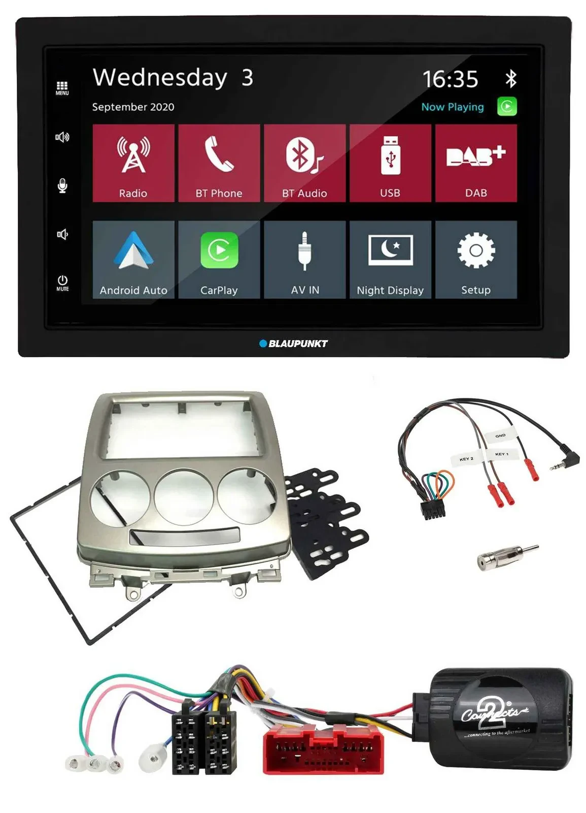 Blaupunkt DAB Bluetooth USB Lenkrad 2DIN Autoradio für Mazda 5 CR 2005-2010 silb