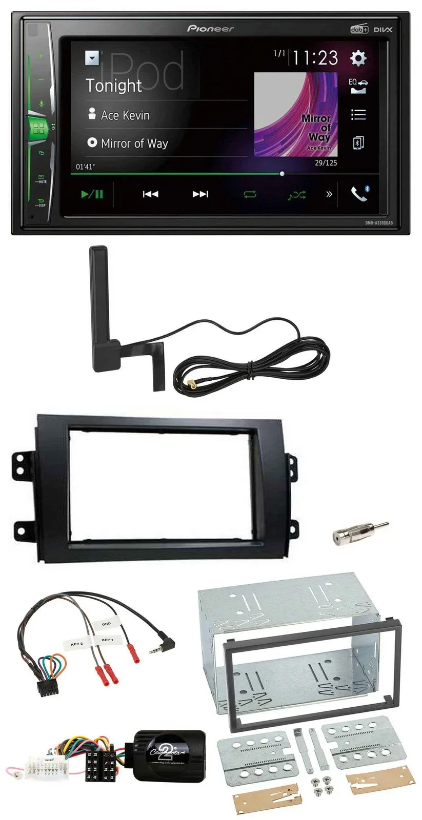 Автомагнитола Pioneer 2-DIN DAB Bluetooth для Fiat Sedici/Suzuki SX4 с поддержкой кнопок на руле