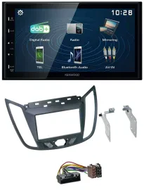Kenwood 2DIN Bluetooth MP3 USB DAB Autoradio für Ford C-Max (ab 10) grau