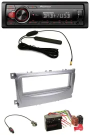 Pioneer MP3 DAB 1DIN AUX USB Autoradio für Ford Galaxy C-Max Focus ab 2007 silbe