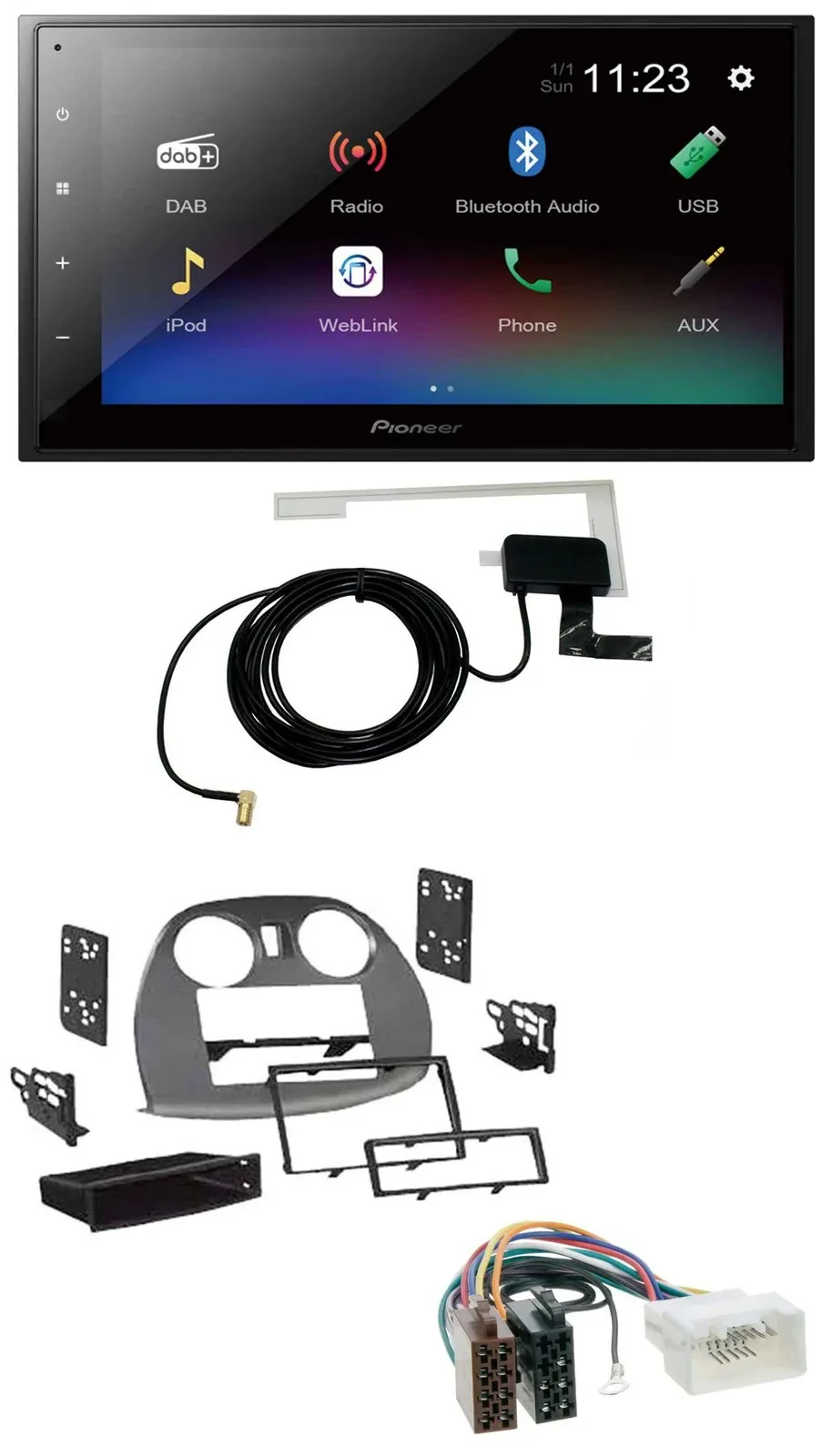 Автомагнитола для Mitsubishi Eclipse 4G 2005–2012 Pioneer 2DIN, DAB, Bluetooth, USB, MP3