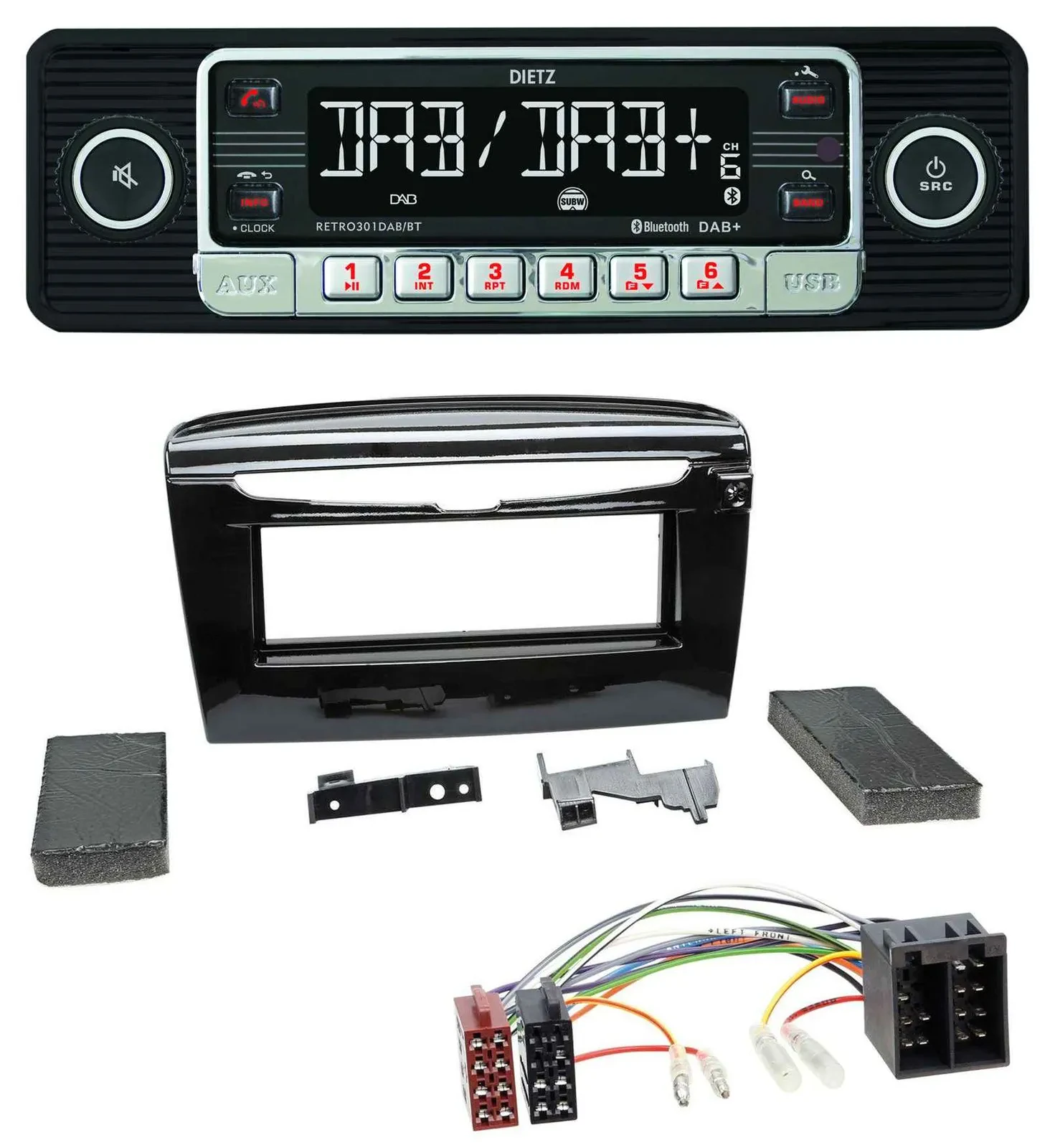 Dietz USB DAB MP3 Bluetooth Autoradio für Lancia Y ab 12 schwarz glänzend