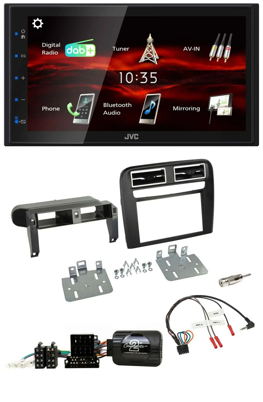 JVC USB Bluetooth Lenkrad DAB 2DIN Autoradio für Fiat Grande Punto 06-09 schwarz