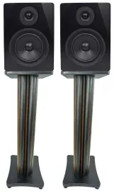 2 Rockville APM5B 5.25" USB Studio Monitor Speakers+28" Dark Wood Premium Stands