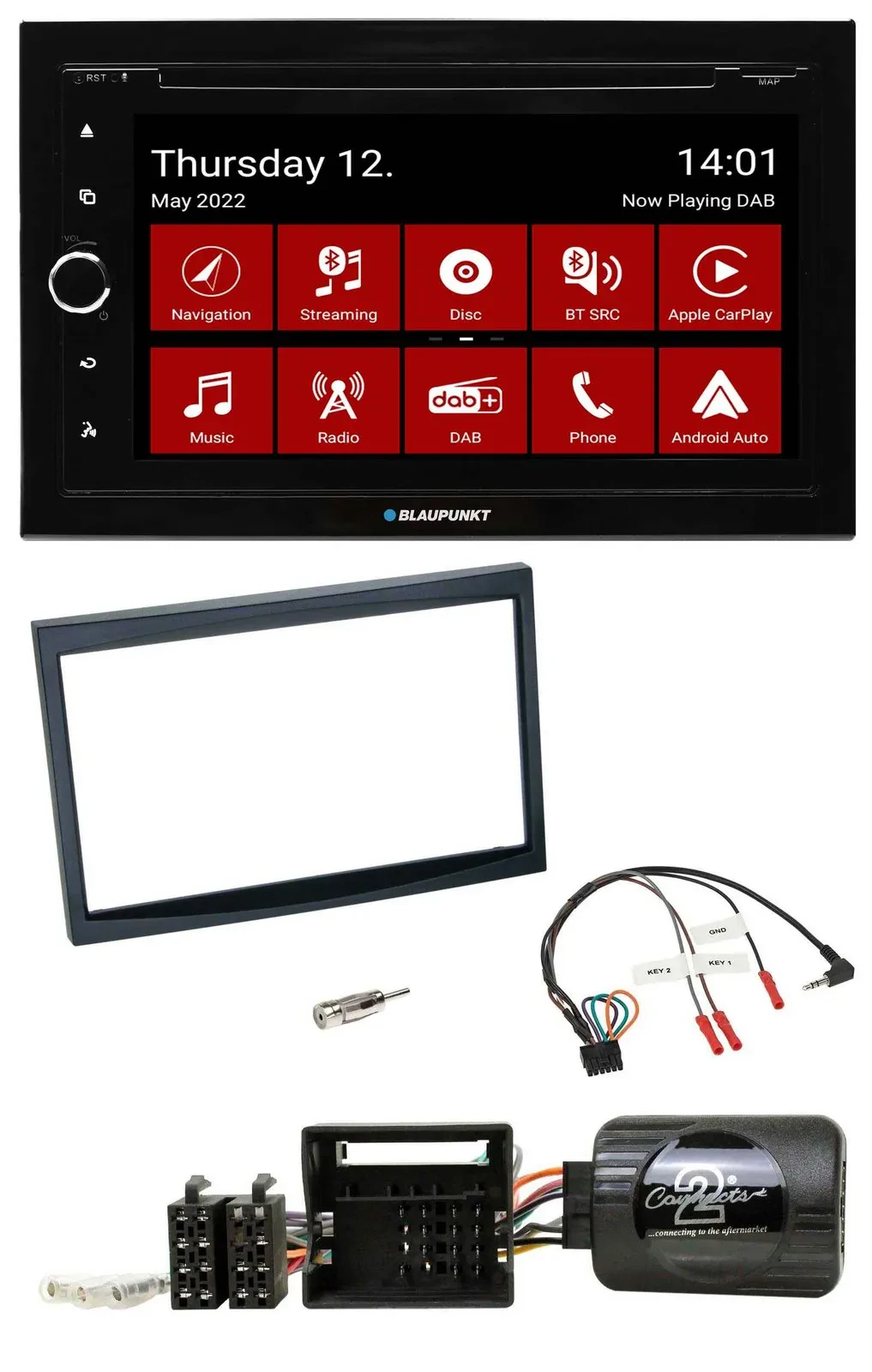 Blaupunkt 2DIN Lenkrad Bluetooth USB TMC DAB Navigation für Citroen C2 C3 Berlin