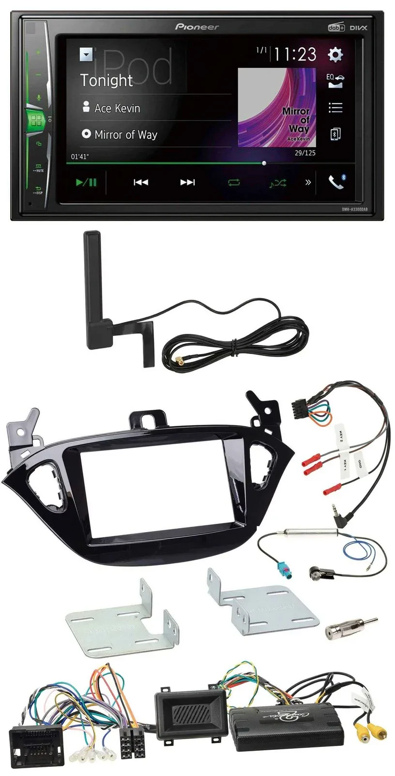 Автомагнитола Pioneer 2DIN, Bluetooth, DAB, совместима с кнопками на руле, для Opel Adam/Corsa E (с 2013)