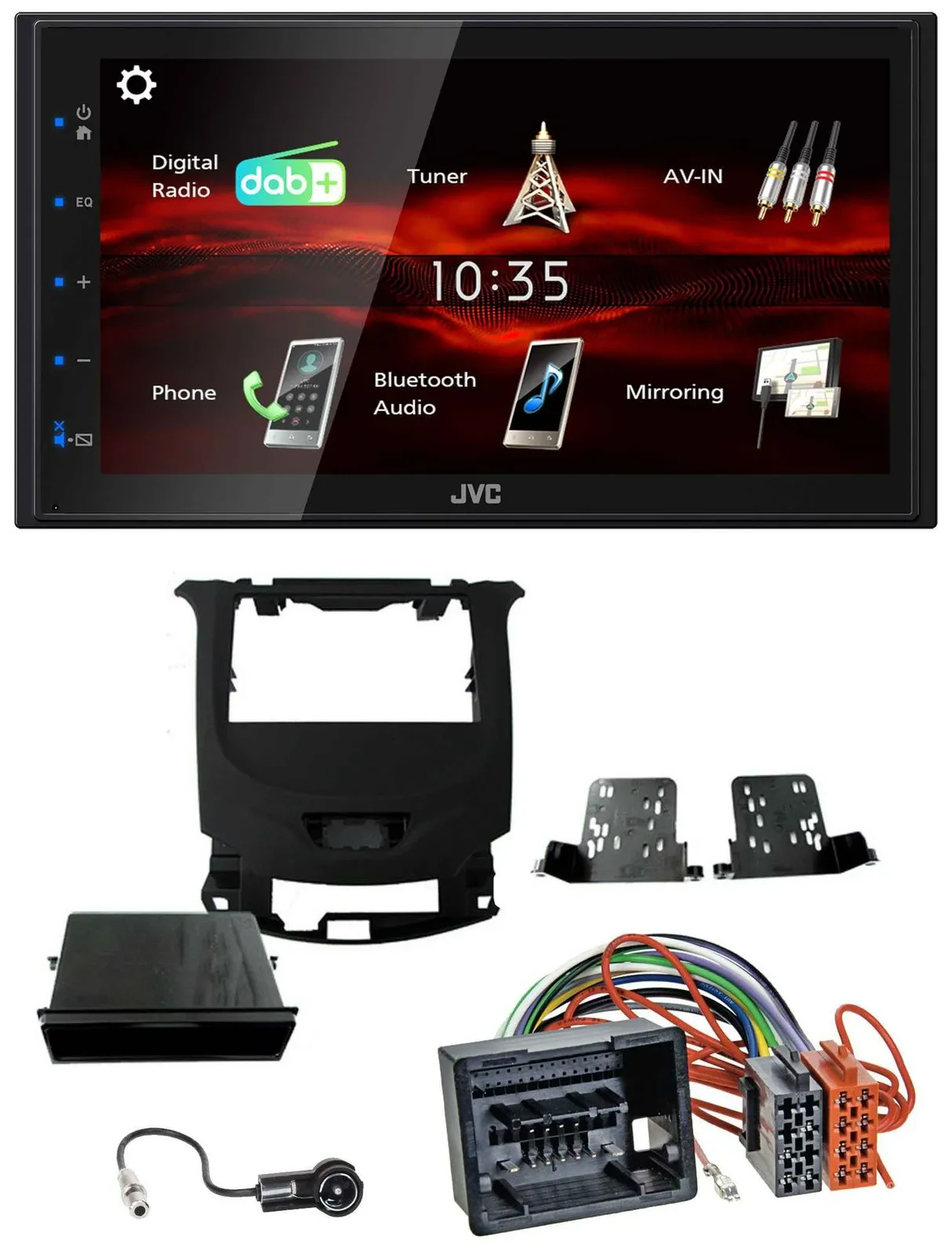 JVC USB Bluetooth MP3 DAB 2DIN Autoradio für Chevrolet Cruze ab 16 Klavierlack/s