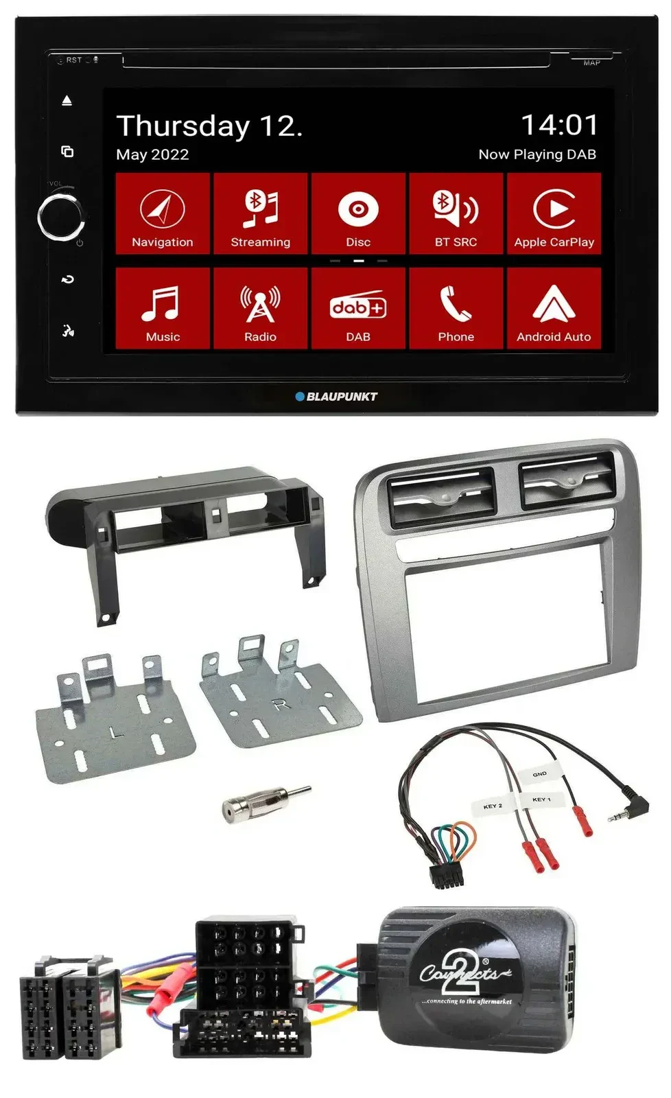 Blaupunkt 2DIN Lenkrad Bluetooth USB TMC DAB Navigation für Fiat GrandePunto 05-