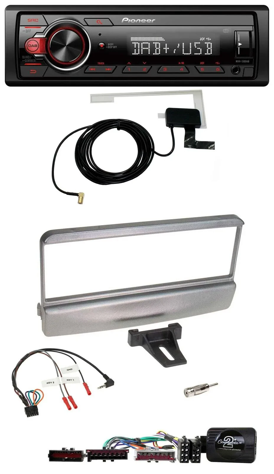 Pioneer 1DIN MP3 DAB USB Lenkrad Autoradio für Ford Escort Focus silber