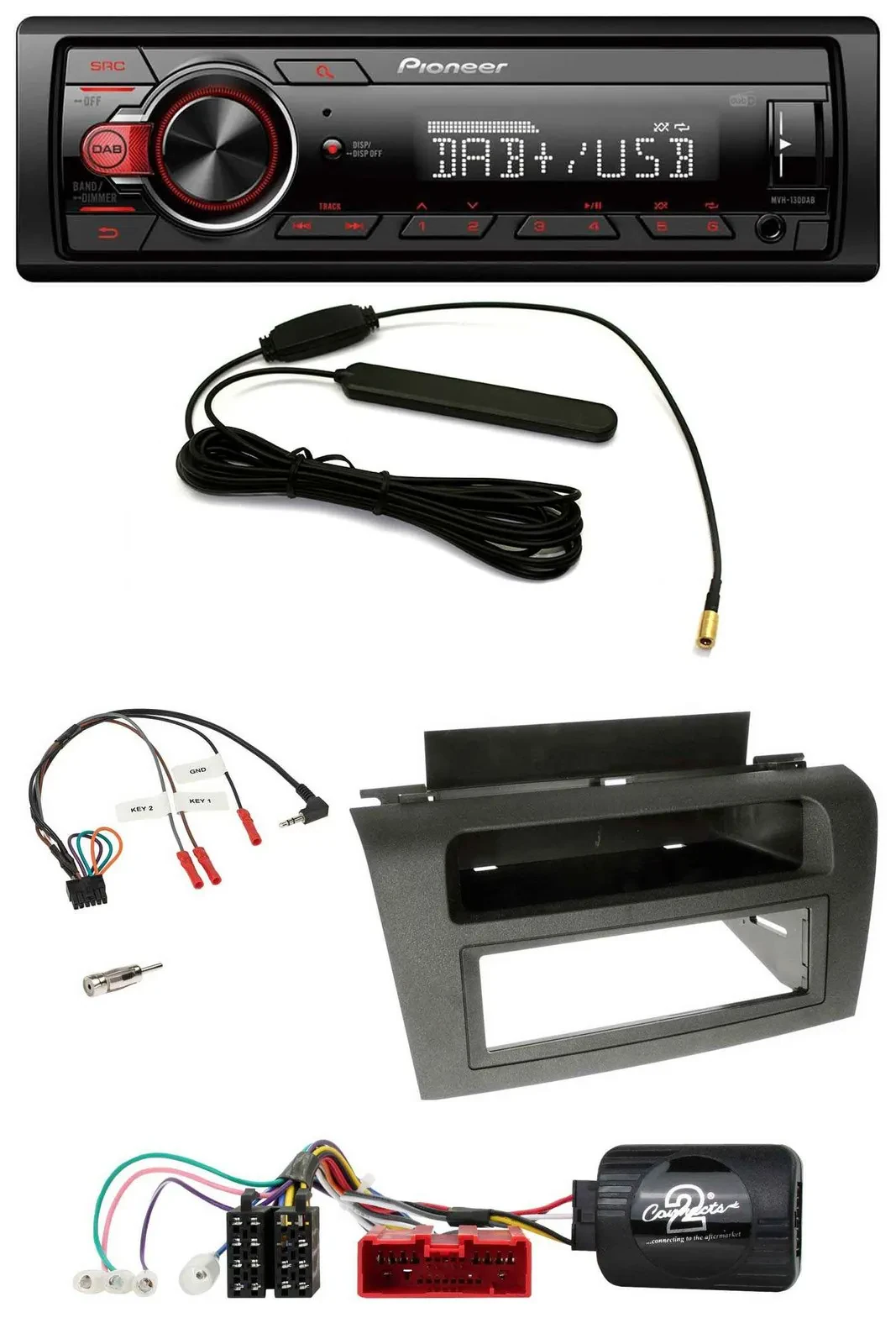 Автомагнитола Pioneer 1DIN, DAB, USB, MP3, совместима с Mazda 3 (2003–2009), поддержка управления с руля