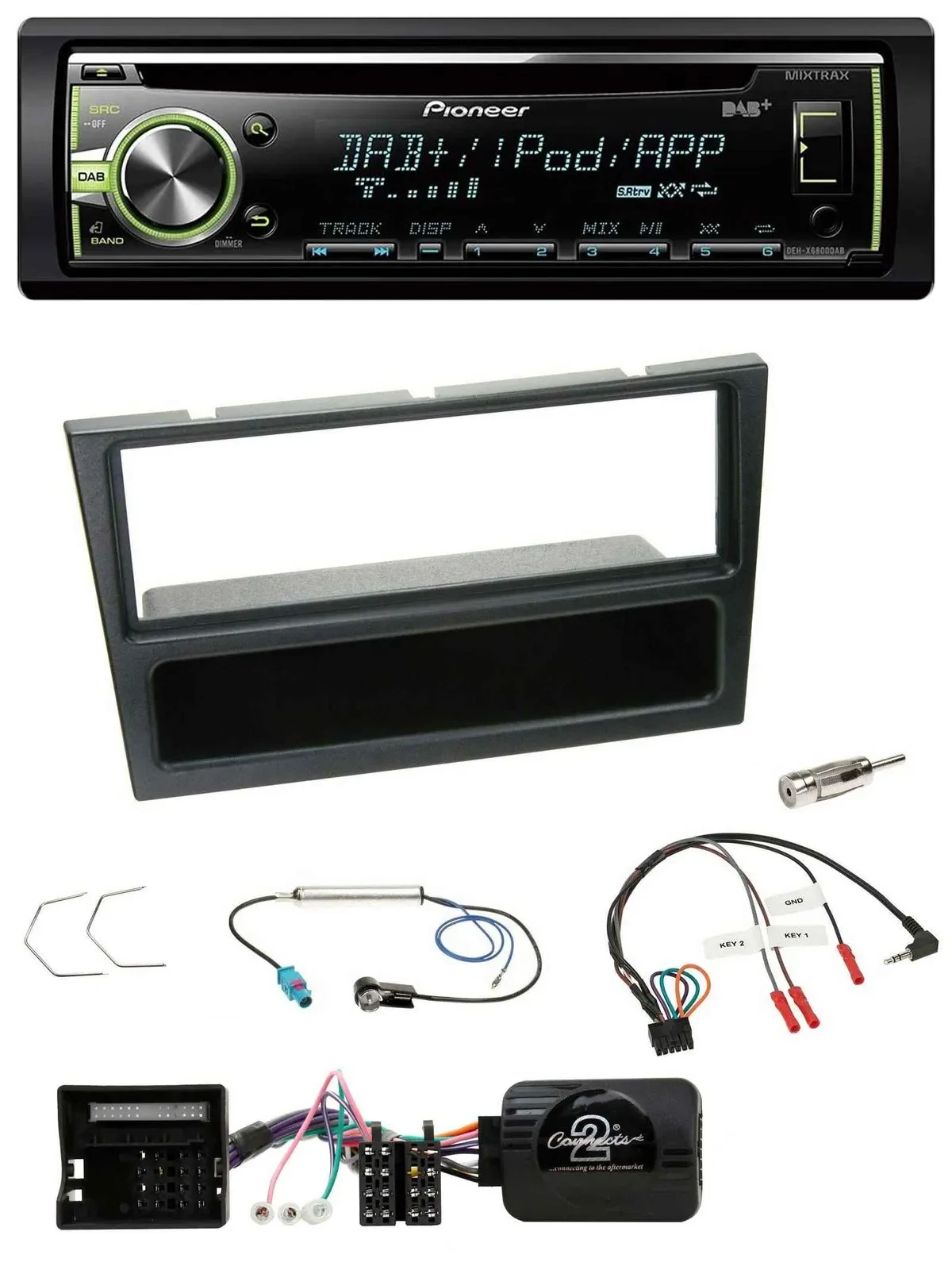 Pioneer DAB USB MP3 Lenkrad CD Autoradio für Opel Corsa C 2004-2006 schwarz