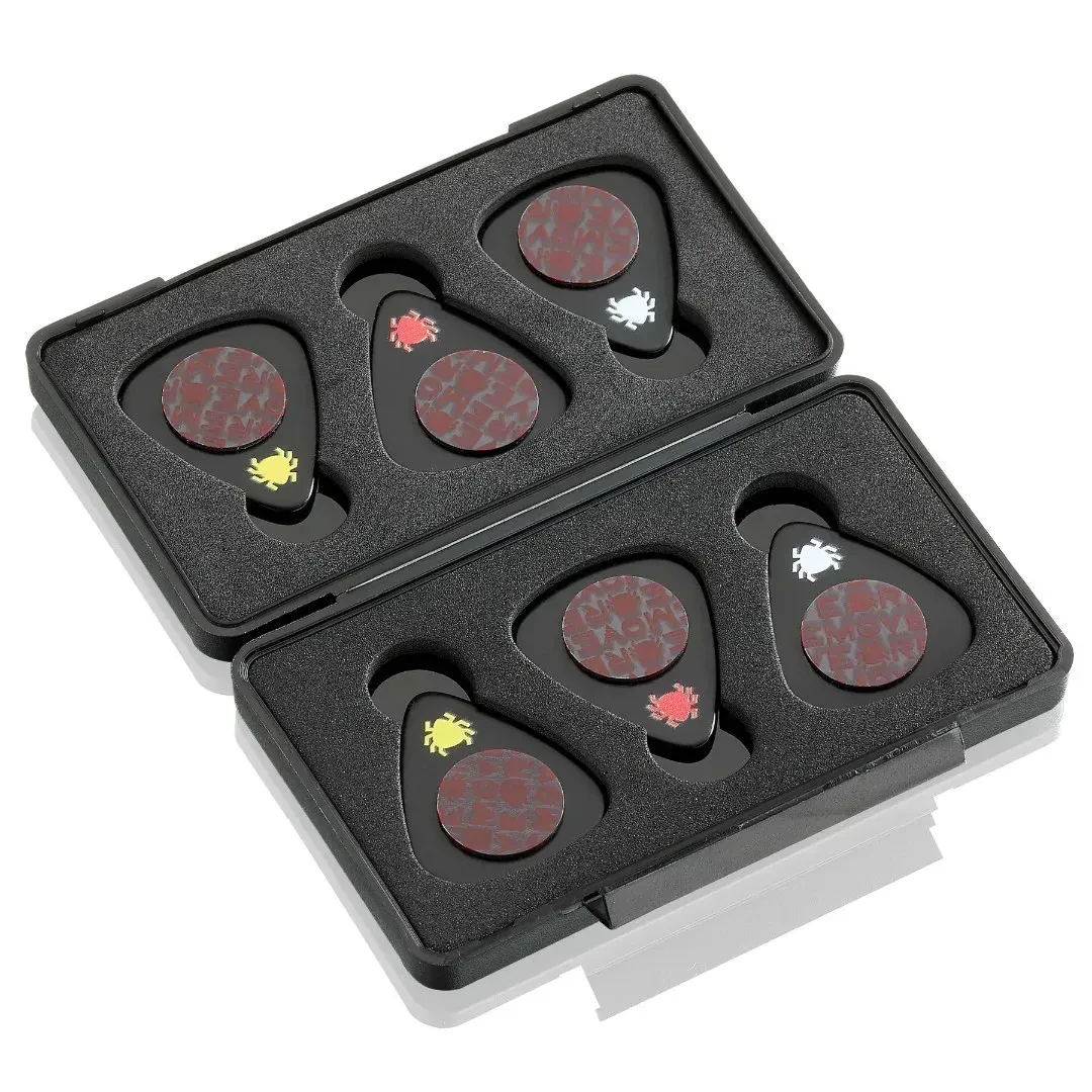 Медиаторы для гитары TIK PIK Stick-On, целлулоид, черные (набор, 6 шт.) с футляром, США