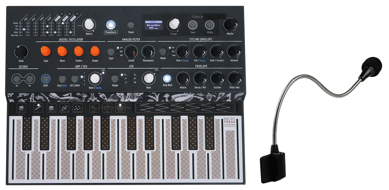 Синтезатор Arturia MicroFreak, гибридный, 25-Key, USB MIDI, с микрофоном gooseneck