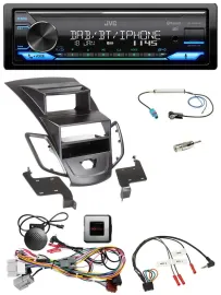 JVC Bluetooth DAB USB Lenkrad Autoradio für Ford Fiesta 10-13 Display schwarz