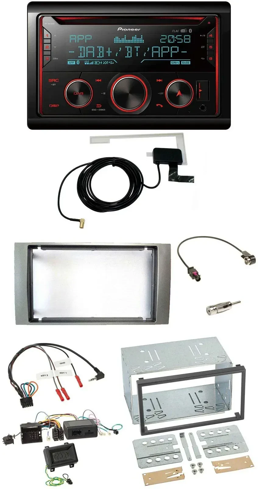 Автомагнитола Pioneer 2DIN DAB USB CD Bluetooth для Ford Kuga 2008–2012, серебристая, с поддержкой управления на руле