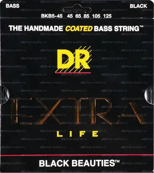 Струны для 5-струнной бас-гитары DR Strings Black Beauties BKB5-45 45-125
