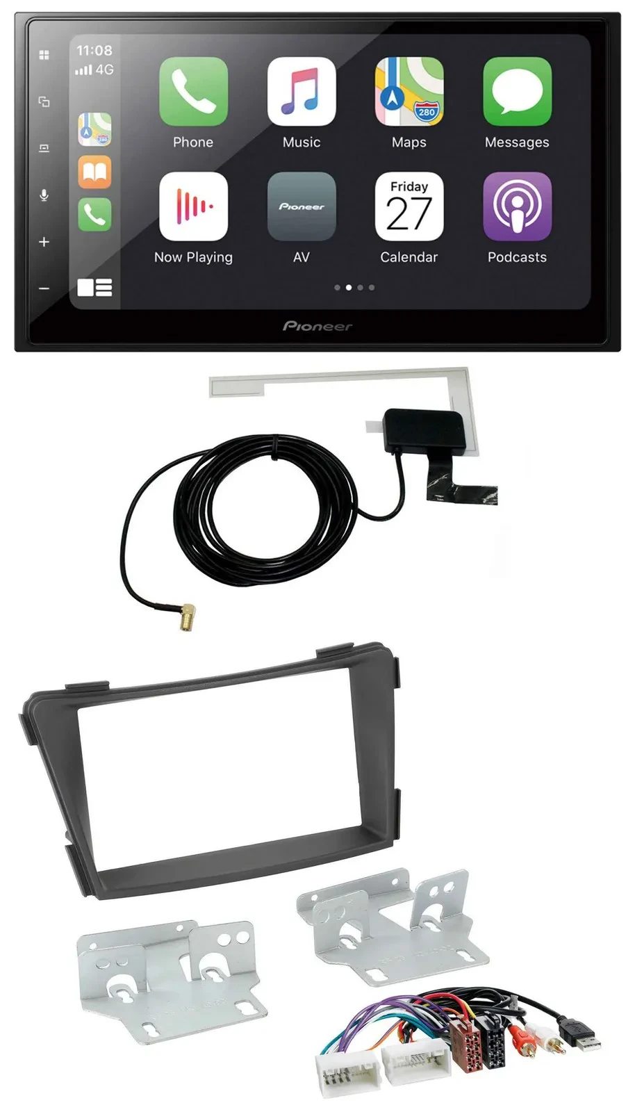 Pioneer USB MP3 2DIN Bluetooth DAB Autoradio für Hyundai i40 ab 2011 VF schwarz