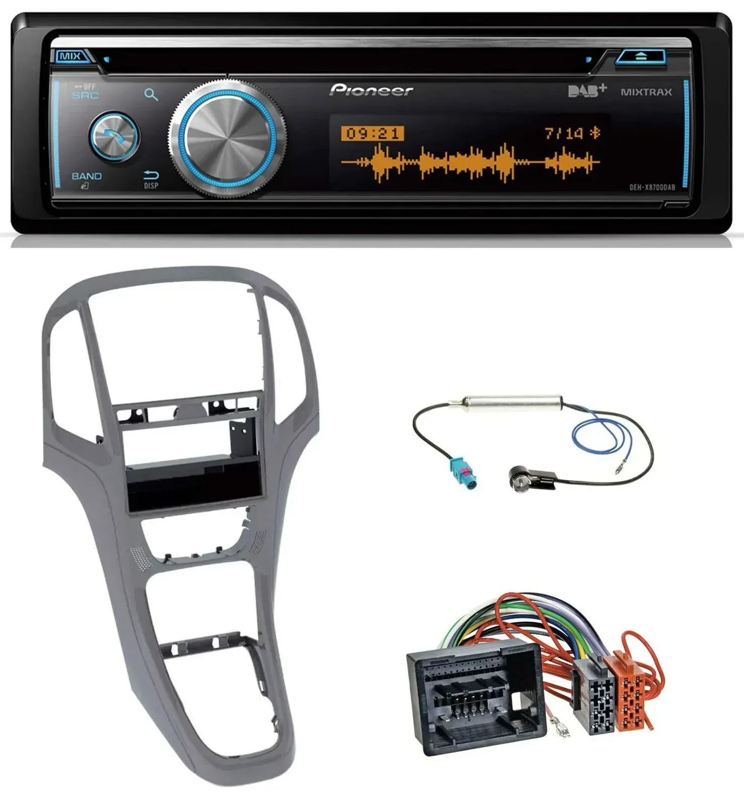 Автомагнитола для Opel Astra J (с 2009) Pioneer MP3 DAB USB CD Bluetooth титан-серый