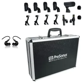 PRESONUS DM-7 Seven-Piece Drum Microphone Kit 7 Drum Mics w/Case+Mackie Monitors