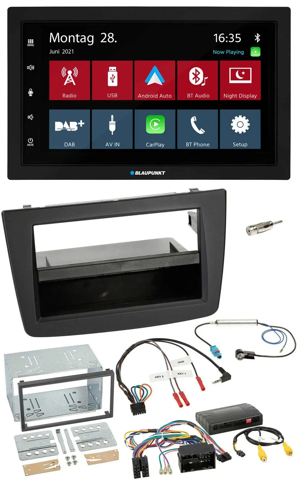 Blaupunkt Lenkrad Bluetooth DAB 2DIN USB Autoradio für Alfa Romeo Mito 14-18 Inf
