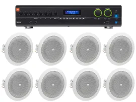Потолочная акустика JBL 8124 White с усилителем (8 штук)
